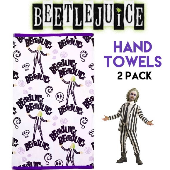 BeetleJuice 2 pack Hand Towels new - Picture 2 of 4